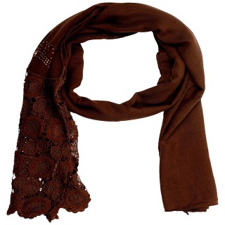 Half Net Diamond Stole- Coffee